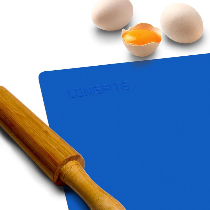 LONGFITE Large Silicone Counter Mat 19.68x15.74 inch Multipurpose Table Placemat Countertop Protector Baking Pastry Mat Nonstick, Nonskid and Heat Resistent (Large, Blue) - Image 3